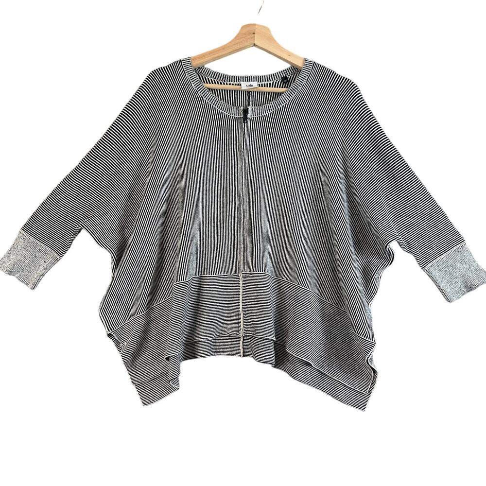 Cabi Cupid's Cardi Black White Stripe Cardigan Sweater Dolman Boxy Oversized S